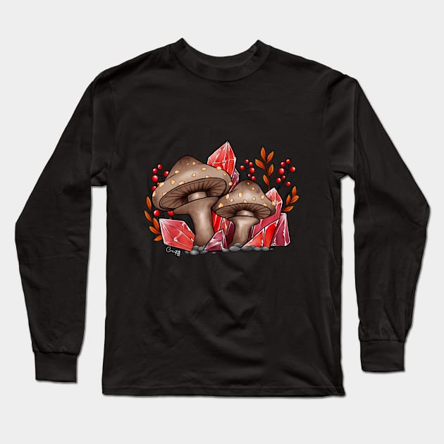 Mushrooms and Crystals Long Sleeve T-Shirt by CréaTiff